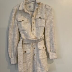 Sau Lee white tweed mini dress